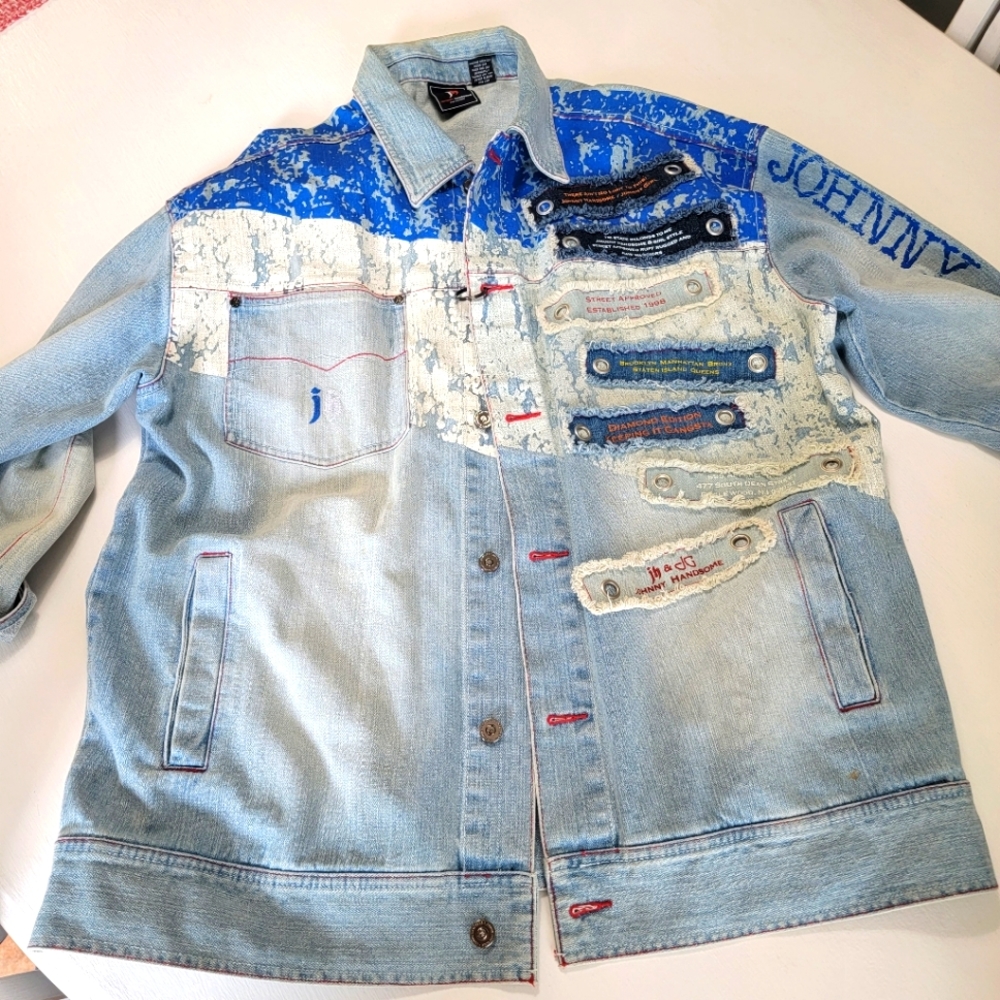 Johnny Handsome long denim jacket size large